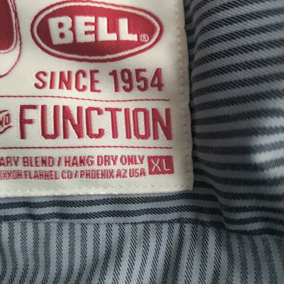 DIXXON Bell Helmets Men's XL Striped Button Up S/S Gray Mechanics Shirt - Picture 4 of 6